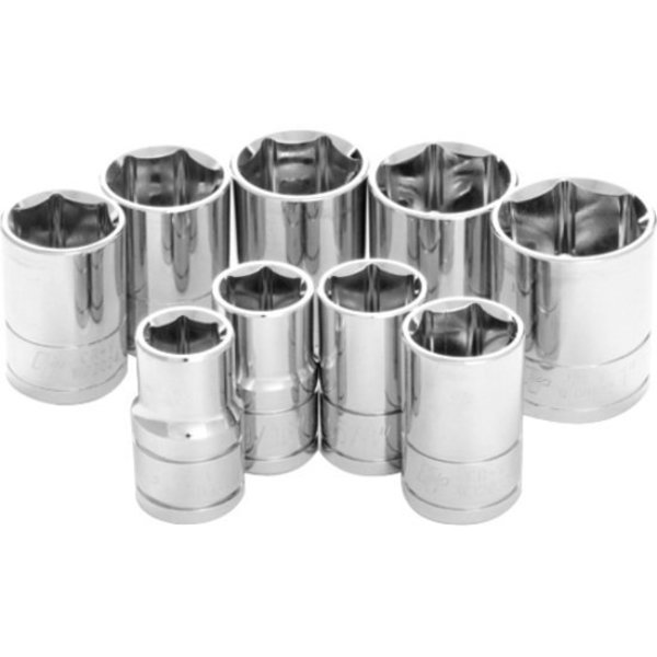 Performance Tool 9-Pc 1/2 In Dr. Sae Socket Set, W32002 W32002